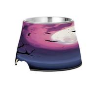 SKYSHU Halloween Bat Elevated Dog Bowls, Prevention of Vertebrae Disease Raised Dog & Cat Bowl Stand with Removable Stainless Steel Bowls, Non-Slip Spill-Proof Pet Food & Water Bowl Dish