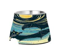 SKYSHU Halloween Bat Elevated Dog Bowls, Prevention of Vertebrae Disease Raised Dog & Cat Bowl Stand with Removable Stainless Steel Bowls, Non-Slip Spill-Proof Pet Food & Water Bowl Dish