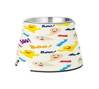 SKYSHU Halloween Ghosts Elevated Dog Bowls, Prevention of Vertebrae Disease Raised Dog & Cat Bowl Stand with Removable Stainless Steel Bowls, Non-Slip Spill-Proof Pet Food & Water Bowl Dish