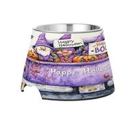 SKYSHU Halloween Gnome Elevated Dog Bowls, Prevention of Vertebrae Disease Raised Dog & Cat Bowl Stand with Removable Stainless Steel Bowls, Non-Slip Spill-Proof Pet Food & Water Bowl Dish