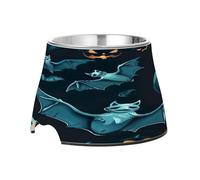 SKYSHU Halloween Pumpkin Bat Elevated Dog Bowls, Prevention of Vertebrae Disease Raised Dog & Cat Bowl Stand with Removable Stainless Steel Bowls, Non-Slip Spill-Proof Pet Food & Water Bowl Dish