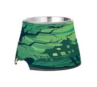 SKYSHU Happy Halloween Elevated Dog Bowls, Prevention of Vertebrae Disease Raised Dog & Cat Bowl Stand with Removable Stainless Steel Bowls, Non-Slip Spill-Proof Pet Food & Water Bowl Dish