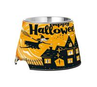 SKYSHU Happy Halloween Elevated Dog Bowls, Prevention of Vertebrae Disease Raised Dog & Cat Bowl Stand with Removable Stainless Steel Bowls, Non-Slip Spill-Proof Pet Food & Water Bowl Dish