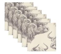 SKYSHU Highland Cow Cloth Napkins Set of 6, Reusable Washable Oversized Table Napkins for Family Wedding Dinner Party Home Decor, 20 Inch