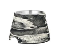 SKYSHU Highland Cow Elevated Dog Bowls, Prevention of Vertebrae Disease Raised Dog & Cat Bowl Stand with Removable Stainless Steel Bowls, Non-Slip Spill-Proof Pet Food & Water Bowl Dish