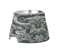 SKYSHU Highland Cow Elevated Dog Bowls, Prevention of Vertebrae Disease Raised Dog & Cat Bowl Stand with Removable Stainless Steel Bowls, Non-Slip Spill-Proof Pet Food & Water Bowl Dish