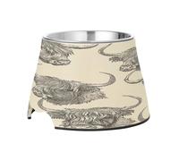 SKYSHU Highland Cow Elevated Dog Bowls, Prevention of Vertebrae Disease Raised Dog & Cat Bowl Stand with Removable Stainless Steel Bowls, Non-Slip Spill-Proof Pet Food & Water Bowl Dish