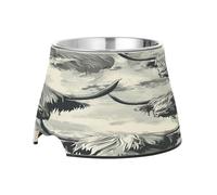 SKYSHU Highland Cow Elevated Dog Bowls, Prevention of Vertebrae Disease Raised Dog & Cat Bowl Stand with Removable Stainless Steel Bowls, Non-Slip Spill-Proof Pet Food & Water Bowl Dish