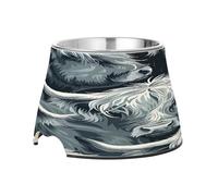 SKYSHU Highland Cow Elevated Dog Bowls, Prevention of Vertebrae Disease Raised Dog & Cat Bowl Stand with Removable Stainless Steel Bowls, Non-Slip Spill-Proof Pet Food & Water Bowl Dish