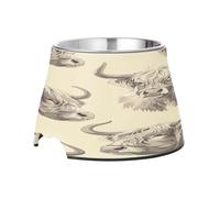 SKYSHU Highland Cow Elevated Dog Bowls, Prevention of Vertebrae Disease Raised Dog & Cat Bowl Stand with Removable Stainless Steel Bowls, Non-Slip Spill-Proof Pet Food & Water Bowl Dish