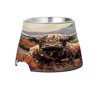 SKYSHU Highland Elevated Dog Bowls, Prevention of Vertebrae Disease Raised Dog & Cat Bowl Stand with Removable Stainless Steel Bowls, Non-Slip Spill-Proof Pet Food & Water Bowl Dish