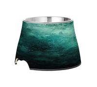 SKYSHU Hunter Green Texture Elevated Dog Bowls, Prevention of Vertebrae Disease Raised Dog & Cat Bowl Stand with Removable Stainless Steel Bowls, Non-Slip Spill-Proof Pet Food & Water Bowl Dish