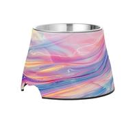 SKYSHU Iridescent Elevated Dog Bowls, Prevention of Vertebrae Disease Raised Dog & Cat Bowl Stand with Removable Stainless Steel Bowls, Non-Slip Spill-Proof Pet Food & Water Bowl Dish