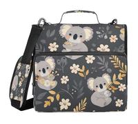 SKYSHU Koala 3-Ring Zipper Binder with Shoulder Strap & Handle - 1.5" Binder Organizer Water-Resistant Expandable File Folder with Multi Pocket for School & Office Supplies