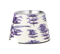 SKYSHU Lavender Elevated Dog Bowls, Prevention of Vertebrae Disease Raised Dog & Cat Bowl Stand with Removable Stainless Steel Bowls, Non-Slip Spill-Proof Pet Food & Water Bowl Dish