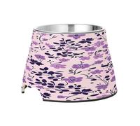 SKYSHU Little Flower Elevated Dog Bowls, Prevention of Vertebrae Disease Raised Dog & Cat Bowl Stand with Removable Stainless Steel Bowls, Non-Slip Spill-Proof Pet Food & Water Bowl Dish