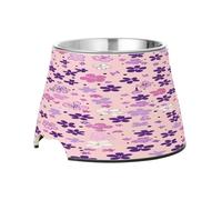 SKYSHU Little Flower Elevated Dog Bowls, Prevention of Vertebrae Disease Raised Dog & Cat Bowl Stand with Removable Stainless Steel Bowls, Non-Slip Spill-Proof Pet Food & Water Bowl Dish