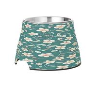 SKYSHU Little Flower Elevated Dog Bowls, Prevention of Vertebrae Disease Raised Dog & Cat Bowl Stand with Removable Stainless Steel Bowls, Non-Slip Spill-Proof Pet Food & Water Bowl Dish