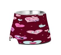 SKYSHU Love Heart Elevated Dog Bowls, Prevention of Vertebrae Disease Raised Dog & Cat Bowl Stand with Removable Stainless Steel Bowls, Non-Slip Spill-Proof Pet Food & Water Bowl Dish