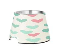 SKYSHU Love Heart Elevated Dog Bowls, Prevention of Vertebrae Disease Raised Dog & Cat Bowl Stand with Removable Stainless Steel Bowls, Non-Slip Spill-Proof Pet Food & Water Bowl Dish