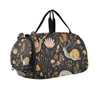 SKYSHU Mushroom Leaves Large Waterproof Weekender Overnight Bag, Detachable Shoulder Strap Gym Bag with Shoe Compartment & Wet Pocket