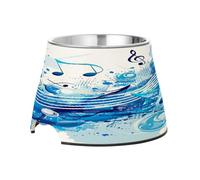 SKYSHU Musical Note Elevated Dog Bowls, Prevention of Vertebrae Disease Raised Dog & Cat Bowl Stand with Removable Stainless Steel Bowls, Non-Slip Spill-Proof Pet Food & Water Bowl Dish