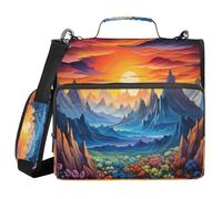 SKYSHU Nature Mountain 3-Ring Zipper Binder with Shoulder Strap & Handle - 1.5" Binder Organizer Water-Resistant Expandable File Folder with Multi Pocket for School & Office Supplies