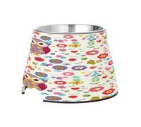 SKYSHU Owls Elevated Dog Bowls, Prevention of Vertebrae Disease Raised Dog & Cat Bowl Stand with Removable Stainless Steel Bowls, Non-Slip Spill-Proof Pet Food & Water Bowl Dish