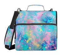 SKYSHU Paint Splash 3-Ring Zipper Binder with Shoulder Strap & Handle - 1.5" Binder Organizer Water-Resistant Expandable File Folder with Multi Pocket for School & Office Supplies