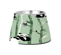 SKYSHU Panda Elevated Dog Bowls, Prevention of Vertebrae Disease Raised Dog & Cat Bowl Stand with Removable Stainless Steel Bowls, Non-Slip Spill-Proof Pet Food & Water Bowl Dish