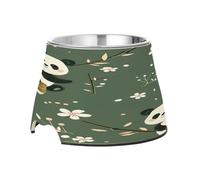 SKYSHU Panda Elevated Dog Bowls, Prevention of Vertebrae Disease Raised Dog & Cat Bowl Stand with Removable Stainless Steel Bowls, Non-Slip Spill-Proof Pet Food & Water Bowl Dish
