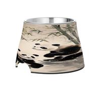 SKYSHU Panda Elevated Dog Bowls, Prevention of Vertebrae Disease Raised Dog & Cat Bowl Stand with Removable Stainless Steel Bowls, Non-Slip Spill-Proof Pet Food & Water Bowl Dish