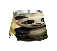 SKYSHU Panda Elevated Dog Bowls, Prevention of Vertebrae Disease Raised Dog & Cat Bowl Stand with Removable Stainless Steel Bowls, Non-Slip Spill-Proof Pet Food & Water Bowl Dish