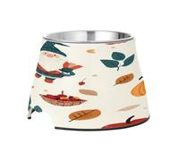 SKYSHU Thanksgiving Gnome Elevated Dog Bowls, Prevention of Vertebrae Disease Raised Dog & Cat Bowl Stand with Removable Stainless Steel Bowls, Non-Slip Spill-Proof Pet Food & Water Bowl Dish