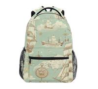 SKYSHU Treasure Map Backpack for Men Women, Waterproof High/Middle School Bookbag Lightweight Laptop Travel Daypack with Multiple Pockets for Teens Boys Girls