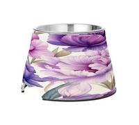 SKYSHU Tulip Elevated Dog Bowls, Prevention of Vertebrae Disease Raised Dog & Cat Bowl Stand with Removable Stainless Steel Bowls, Non-Slip Spill-Proof Pet Food & Water Bowl Dish