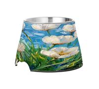 SKYSHU Tulip Elevated Dog Bowls, Prevention of Vertebrae Disease Raised Dog & Cat Bowl Stand with Removable Stainless Steel Bowls, Non-Slip Spill-Proof Pet Food & Water Bowl Dish