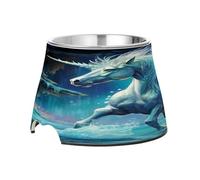 SKYSHU Unicorn Elevated Dog Bowls, Prevention of Vertebrae Disease Raised Dog & Cat Bowl Stand with Removable Stainless Steel Bowls, Non-Slip Spill-Proof Pet Food & Water Bowl Dish