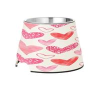 SKYSHU Valentines Heart Elevated Dog Bowls, Prevention of Vertebrae Disease Raised Dog & Cat Bowl Stand with Removable Stainless Steel Bowls, Non-Slip Spill-Proof Pet Food & Water Bowl Dish