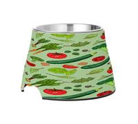 SKYSHU Vegetables Elevated Dog Bowls, Prevention of Vertebrae Disease Raised Dog & Cat Bowl Stand with Removable Stainless Steel Bowls, Non-Slip Spill-Proof Pet Food & Water Bowl Dish