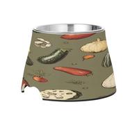SKYSHU Vegetables Elevated Dog Bowls, Prevention of Vertebrae Disease Raised Dog & Cat Bowl Stand with Removable Stainless Steel Bowls, Non-Slip Spill-Proof Pet Food & Water Bowl Dish