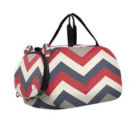 SKYSHU Wave Stripes Large Waterproof Weekender Overnight Bag, Detachable Shoulder Strap Gym Bag with Shoe Compartment & Wet Pocket