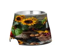 SKYSHU Wine Grape Elevated Dog Bowls, Prevention of Vertebrae Disease Raised Dog & Cat Bowl Stand with Removable Stainless Steel Bowls, Non-Slip Spill-Proof Pet Food & Water Bowl Dish