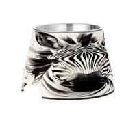 SKYSHU Zebra Elevated Dog Bowls, Prevention of Vertebrae Disease Raised Dog & Cat Bowl Stand with Removable Stainless Steel Bowls, Non-Slip Spill-Proof Pet Food & Water Bowl Dish