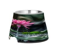 SKYSHU Zen Basalt Garden Elevated Dog Bowls, Prevention of Vertebrae Disease Raised Dog & Cat Bowl Stand with Removable Stainless Steel Bowls, Non-Slip Spill-Proof Pet Food & Water Bowl Dish