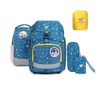 SKYSPER School Bag Set 5-Piece School Backpack Ergonomic Carry System with Rain Cover and Reflective Strips for Girls Boys Children 1st Class Outdoor Activities, Starry Sky, Starry sky