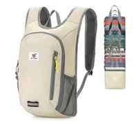 SKYSPER Small Daypack 10L Hiking Backpack Packable Lightweight Travel Compact Foldable Rucksack for Women Men(Beige)