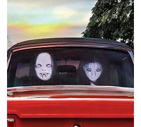 Skystuff 2 Sheets Halloween Window Stickers Spooky Ghost Window Decals Removable PVC Waterproof White Crystal Gothic Style Window Stickers for Car Window Home Door Decoration