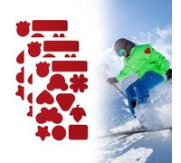 Skystuff 33 Pieces Down Jacket Patches Nylon Repair Tape Self-Adhesive Repair Patch for Jacket Tent Outerwear Repair, Fix Holes in Clothing, Sleeping Bags, Round and Oval Shape, Bigred