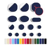 Skystuff 45 Pieces Down Jacket Patches Nylon Repair Tape Self-Adhesive Repair Patch for Jacket Tent Outerwear Repair, Round and Oval Shape (Navy)